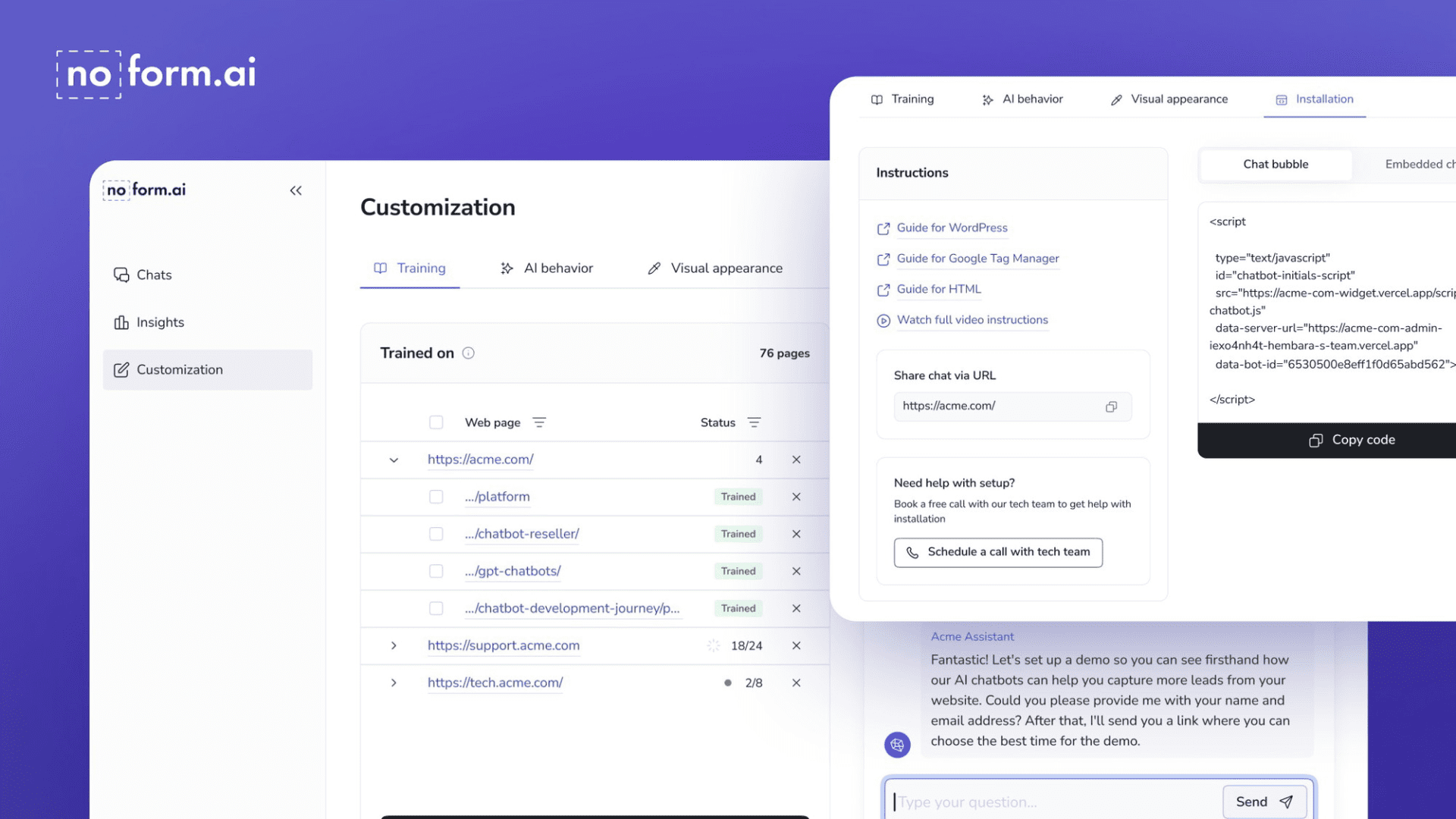 Văn bản thay thế chatbot hỗ trợ AI cho khách truy cập trang web chuyển đổi họ thành khách hàng tiềm năng 247 với giải pháp chìa khóa trao tay của NoForm